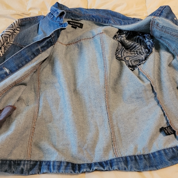 New look women's plus size 2X denim Jean jacket with polyester design on sleeves - Picture 14 of 16